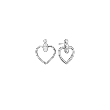 Aagaard hjerte ørestikker m. 3 klare zirkonia