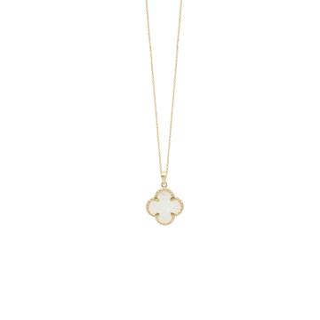 Aagaard halskæde 8 kt guld, clover mother of pearl