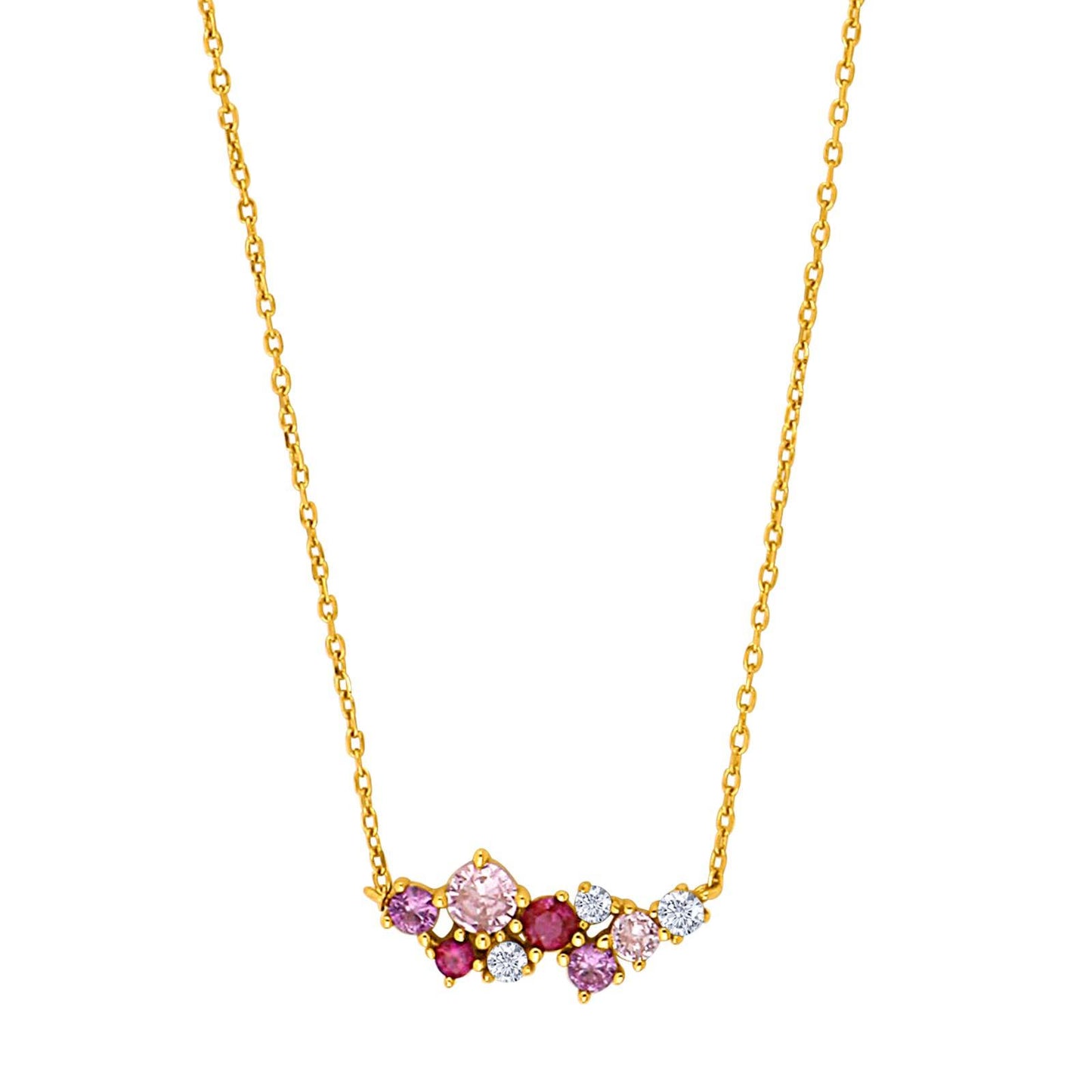 Joanli Nor Nadinenor halskæde i forgyldt sølv m. farvede zirkonia