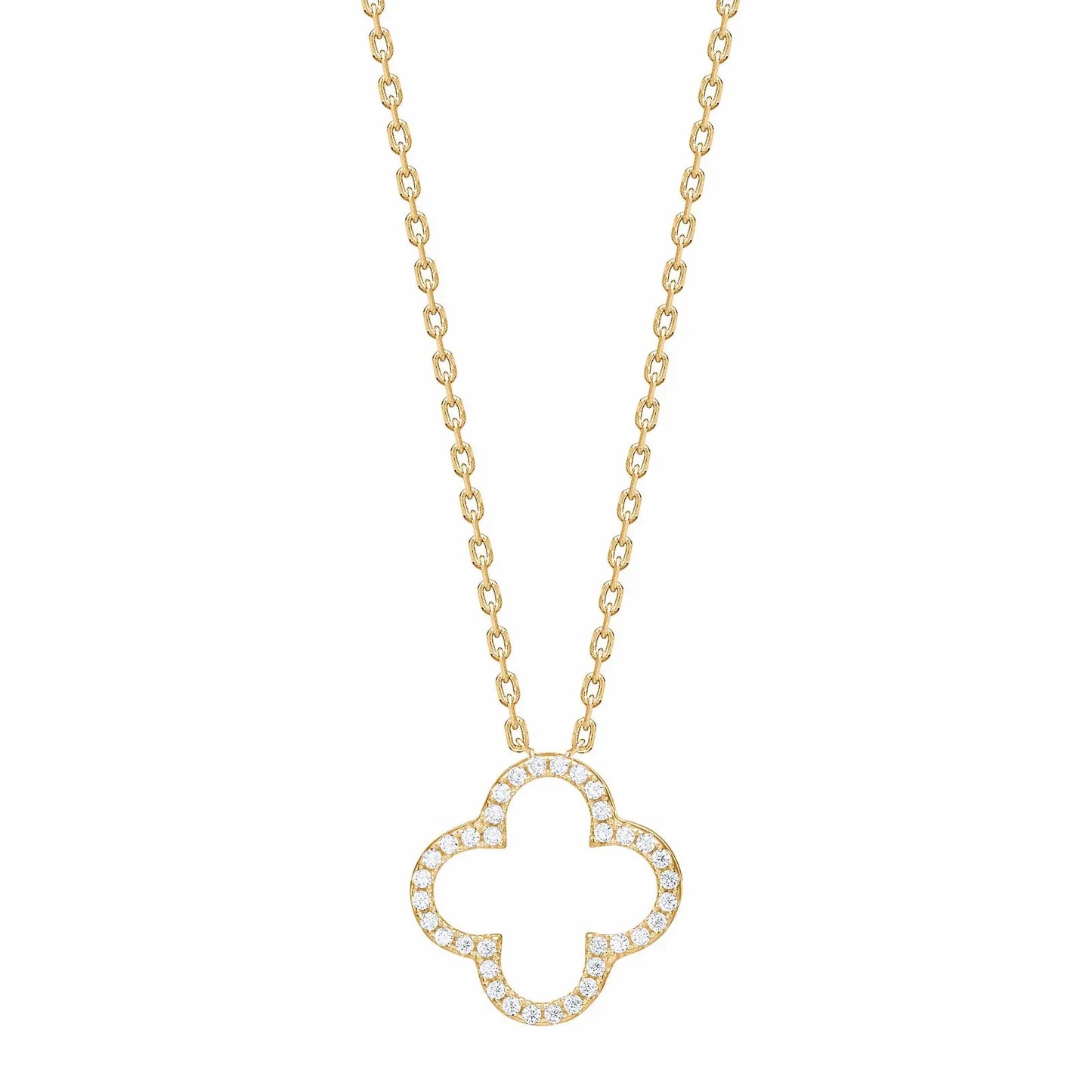 Joanli Nor Pamelanor firekløver halskæde i sølv/forgyldt sølv m. zirkonia