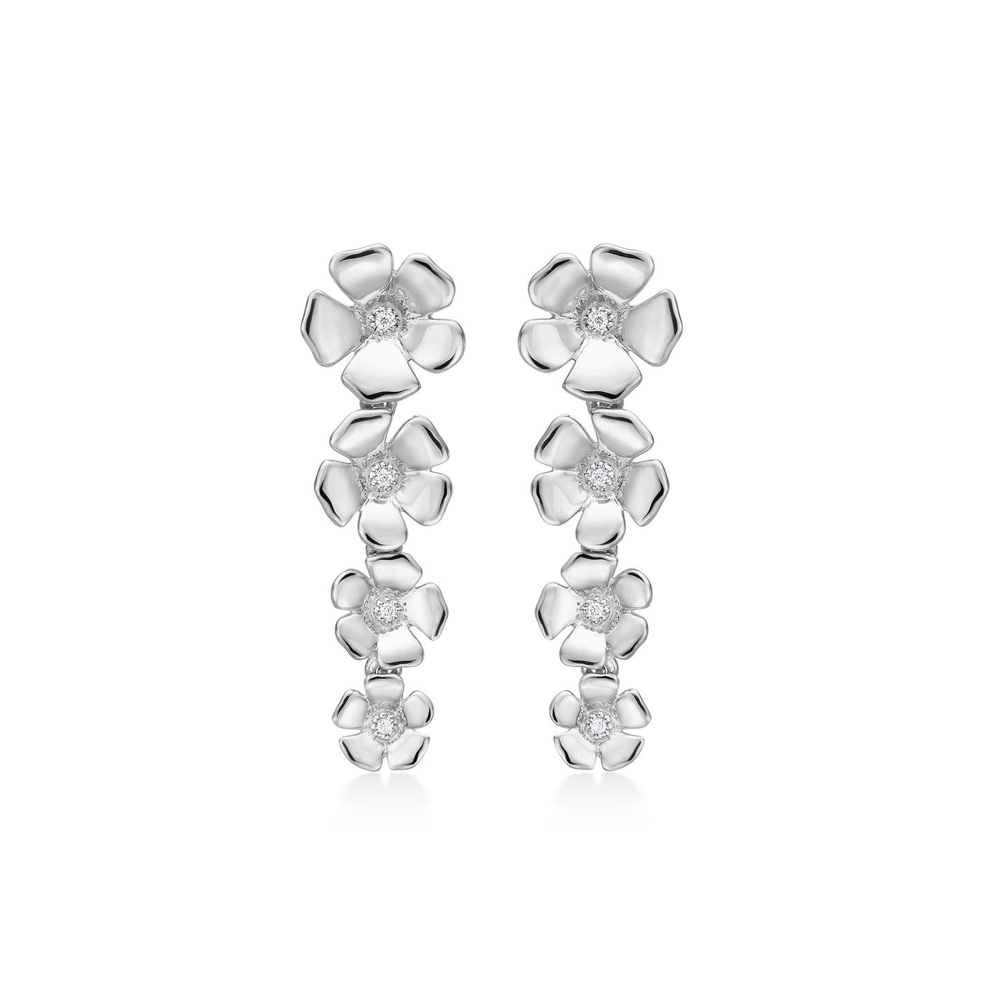 Mads Z Fleur sølv lange ørestikker m. hvid topas