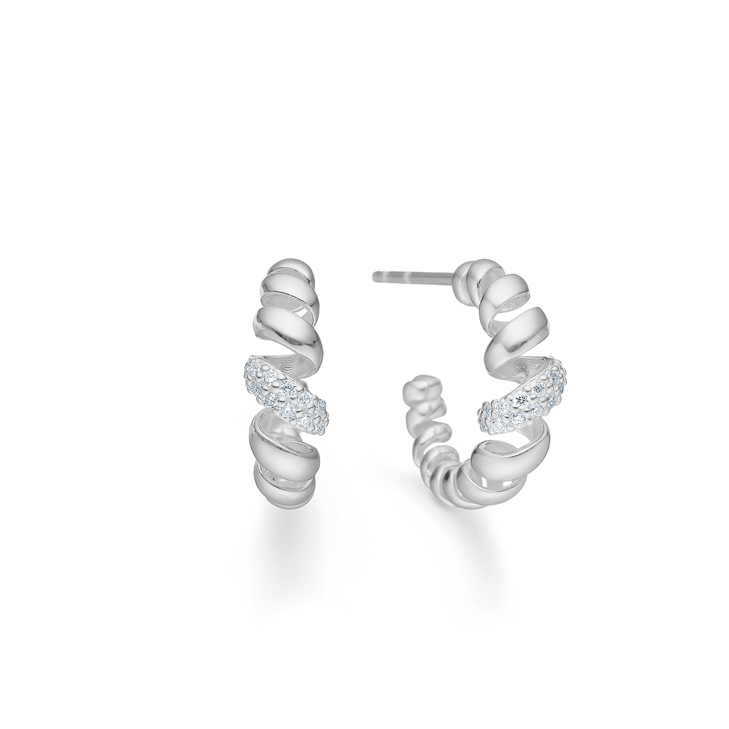 Mads Z Swirl sølv ørestikker m. hvide topas