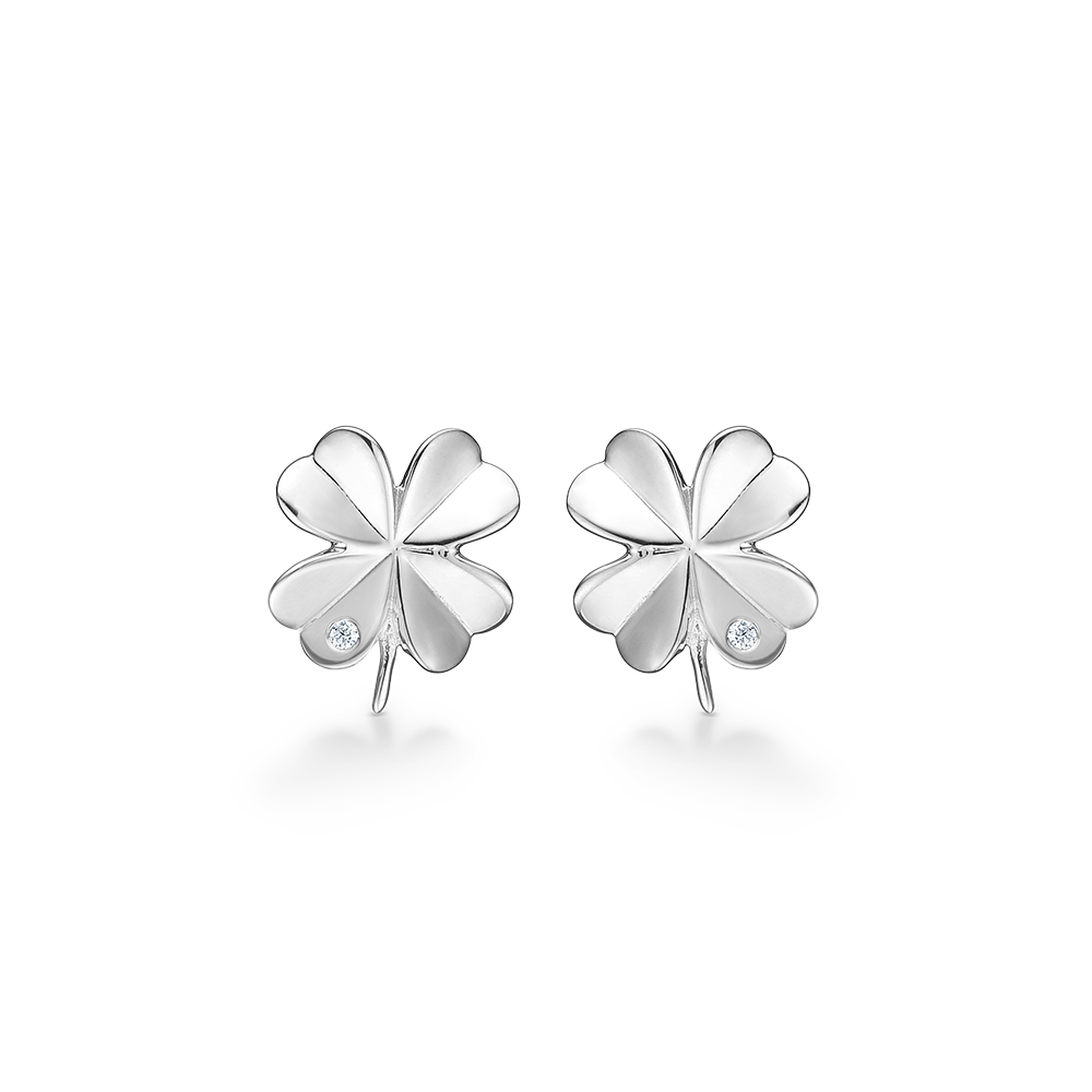 Mads Z Clover sølv ørestikker m. zirkoniasten