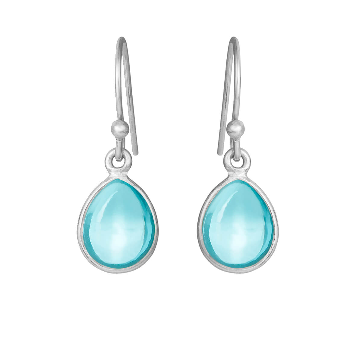 Susanne Friis Bjørner - Ørering m dråbe cabochon syntetisk blå topas