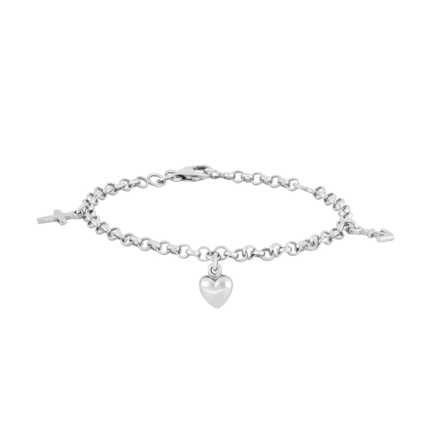 Rhod. sølvarmbånd m/tro, håb og kærlighed