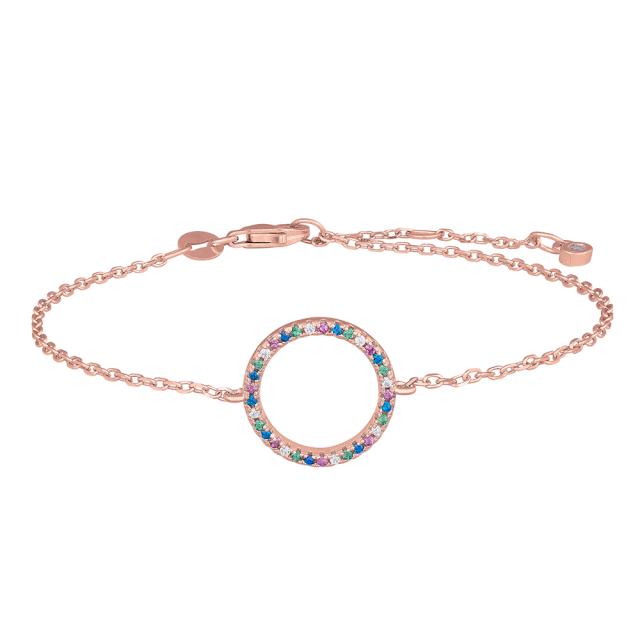 Joanli Nor armbånd m. cirkel m. rainbow sten