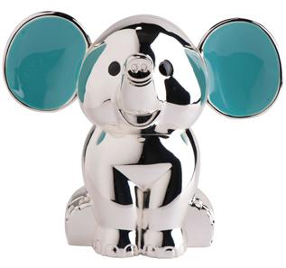 NOA Forkromet sparebøsse elefant m. lyserød/blå ører