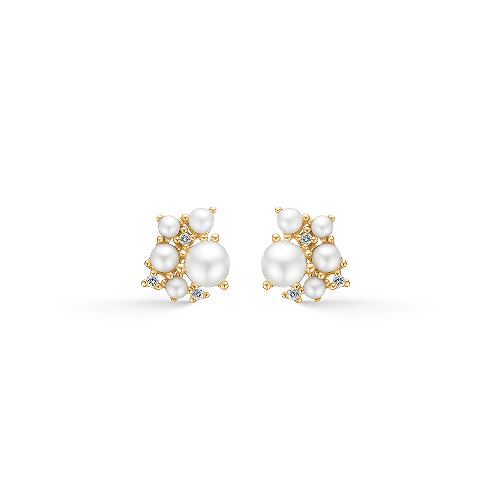 Mads Z Diamond Cloud 14 kt øreringe m. kulturperler og diamanter