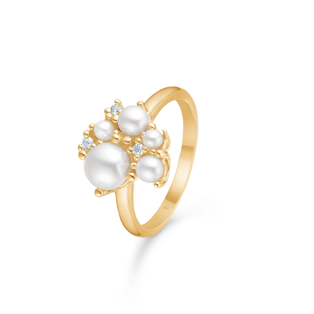 Mads Z Diamond Cloud 14 kt ring m. kulturperle og diamanter