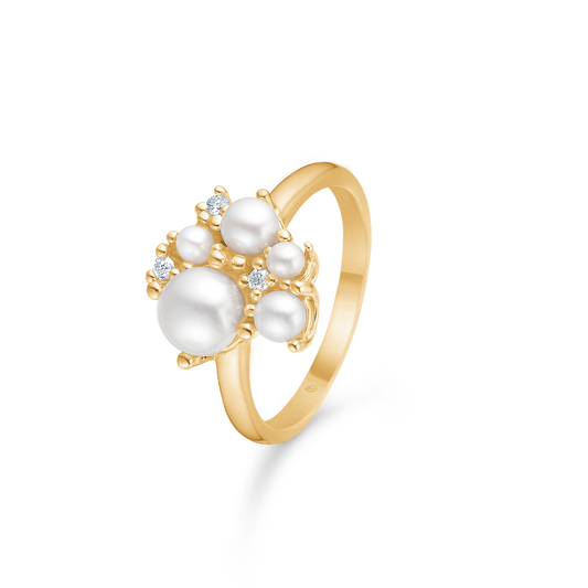Mads Z Diamond Cloud 14 kt ring m. kulturperle og diamanter