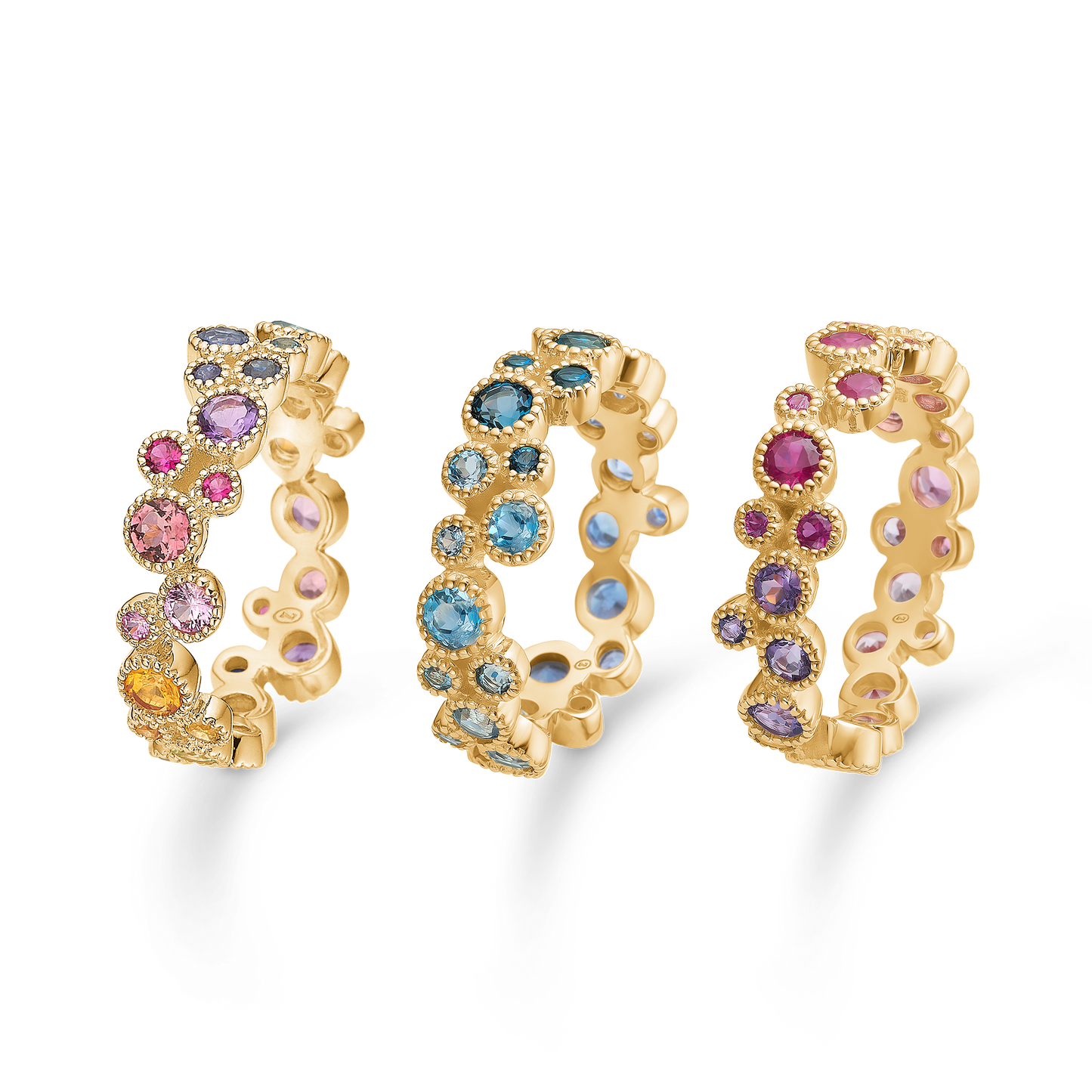 Mads Z Luxury Rainbow (rød/lilla) 14 kt ring m. ædelsten