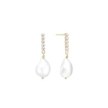 Aagaard ørehængere m. zirkonia og ferskvandsperle