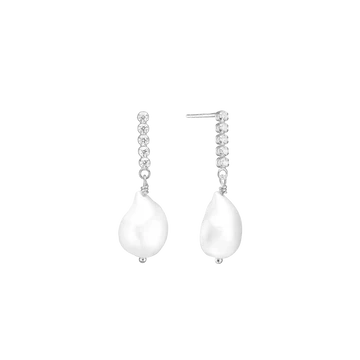 Aagaard ørehængere m. zirkonia og ferskvandsperle