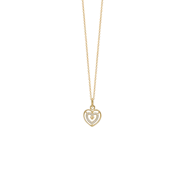 Aagaard 8 kt. dobbelt hjerte vedhæng m. zirconia