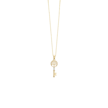 Aagaard 8 kt. guld halskæde m. Livets Træ Nøgle