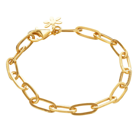 Susanne Friis Bjørner - Armbånd 22 cm, forgyldt sølv, blanke rektangulære led