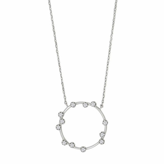 Joanli Nor Nananor halskæde i rhd. sølv og fg. sølv m. zirkonia