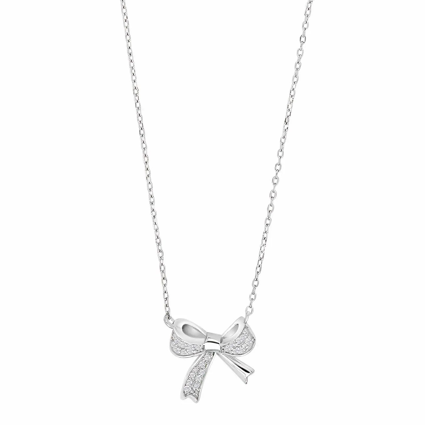 Joanli Nor Olympianor sløjfehalskæde i sølv eller fg. sølv m. zirkonia