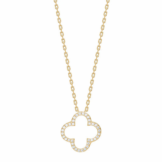 Joanli Nor Pamelanor firekløver halskæde i sølv/forgyldt sølv m. zirkonia