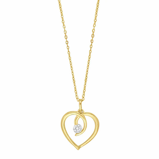 Siersbøl hjertehalskæde i 9 kt guld m. zirkonia