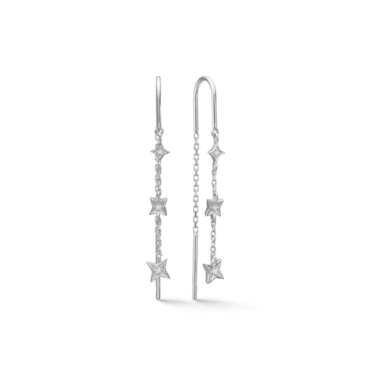 Mads Z Vesper sølv ørehængere med klare stjerneformede zirkonia