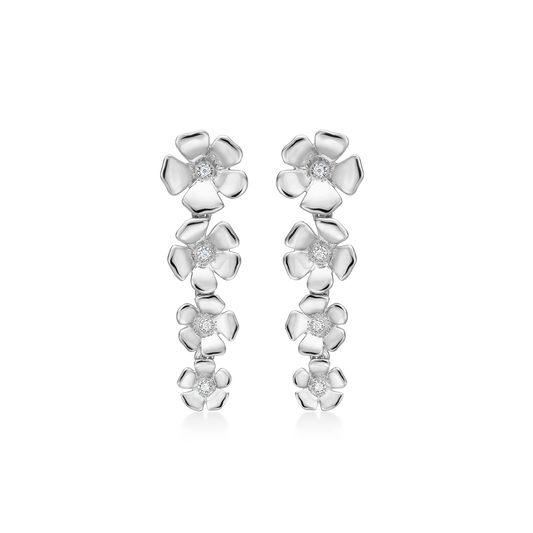 Mads Z Fleur sølv lange ørestikker m. hvid topas