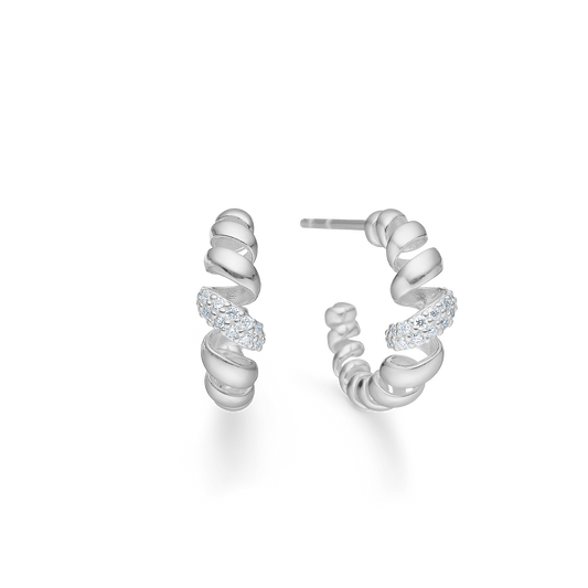 Mads Z Swirl sølv ørestikker m. hvide topas