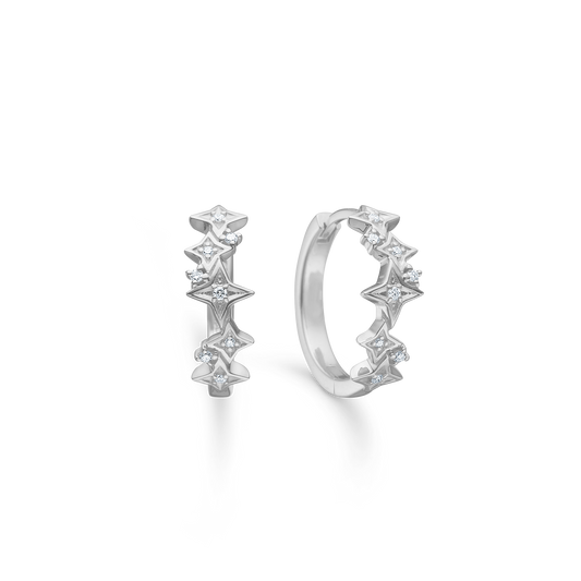 Mads Z Vesper creoler i poleret sølv med klare zirkonia