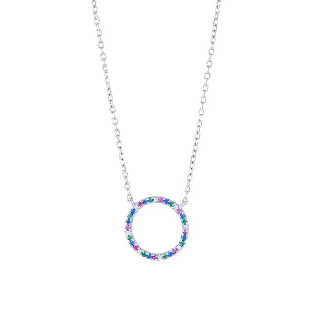 Joanli Nor halskæde cirkel m. rainbow sten