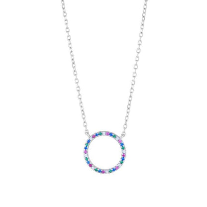 Joanli Nor halskæde cirkel m. rainbow sten