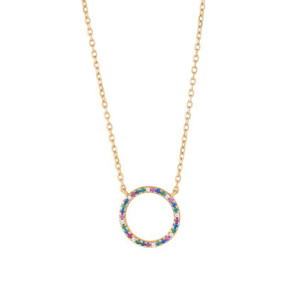 Joanli Nor halskæde cirkel m. rainbow sten