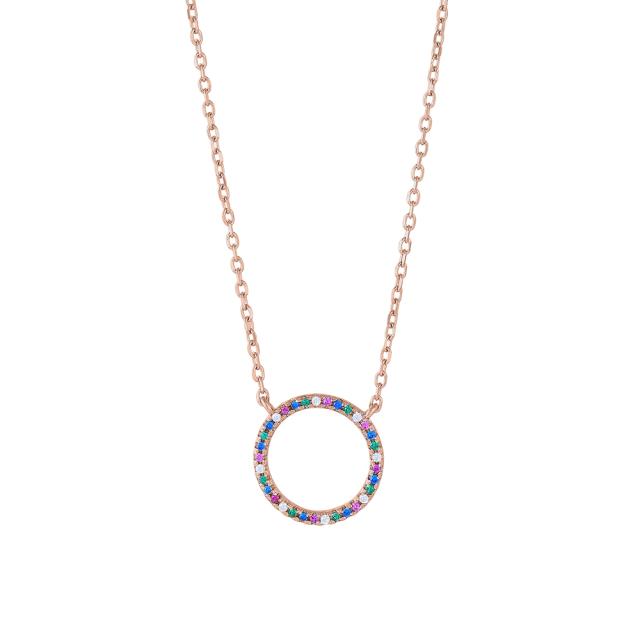 Joanli Nor halskæde cirkel m. rainbow sten