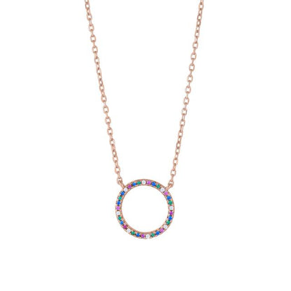 Joanli Nor halskæde cirkel m. rainbow sten