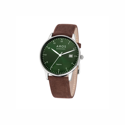 Aros Herreur m. rund urskive og læderrem