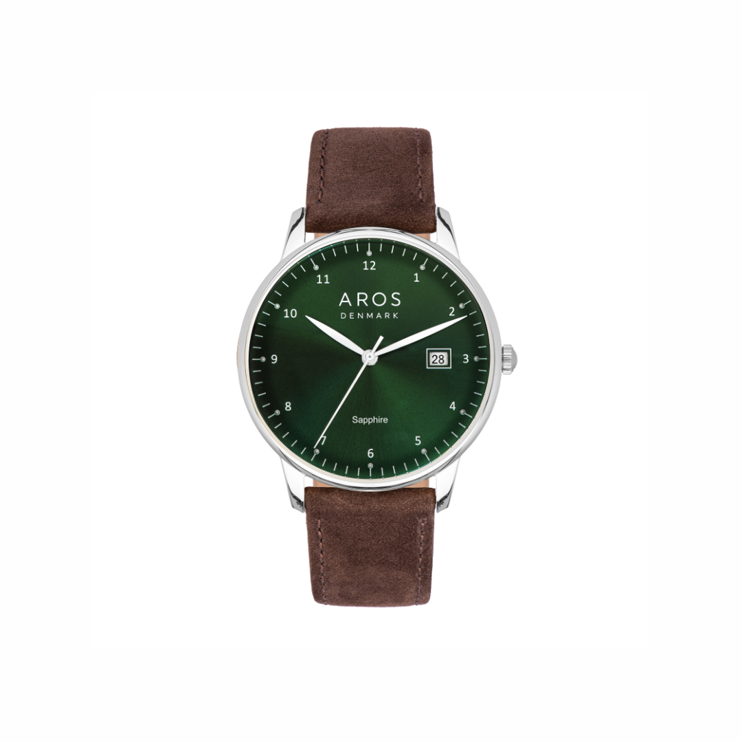 Aros Herreur m. rund urskive og læderrem