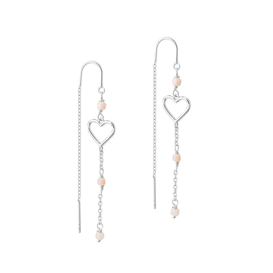 Aqua Dulce Alma lange øreringe med lyserøde stenperler