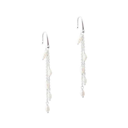 Aqua Dulce Moonlight øreringe med ferskvandsperler og tre kæder