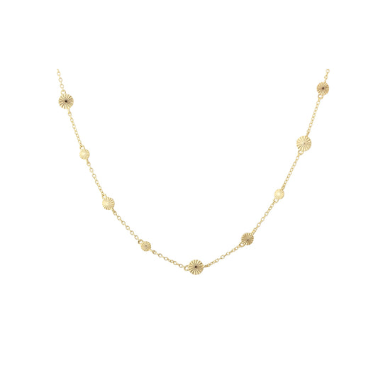 Aqua Dulce Line halskæde med små møntvedhæng og ægte ferskvandsperler