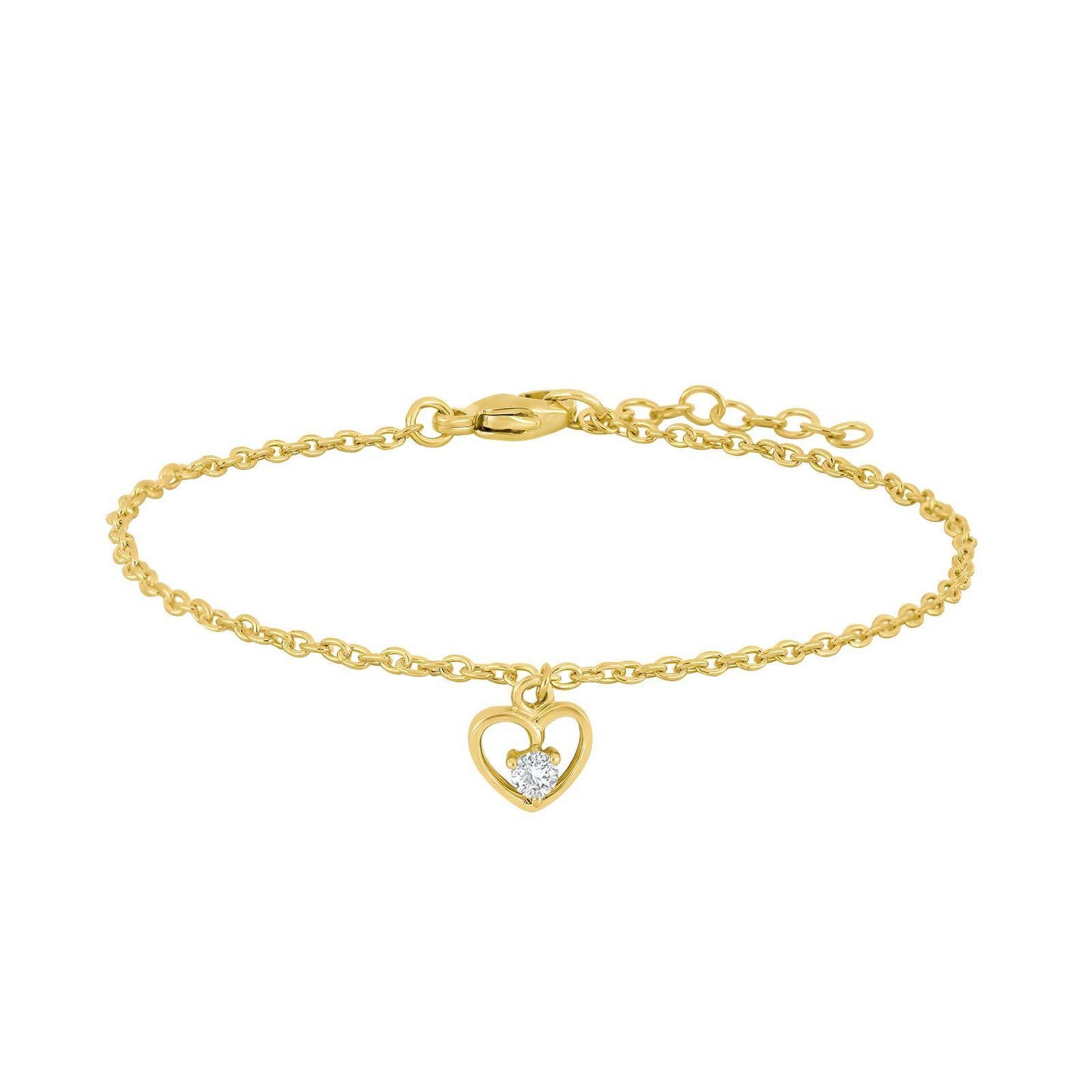 Forg. sølvarmbånd hjerte m klar zirkorie