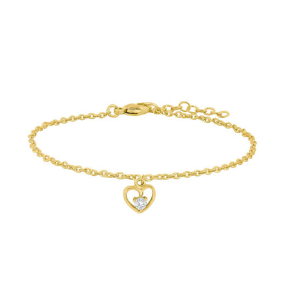 Forg. sølvarmbånd hjerte m klar zirkorie