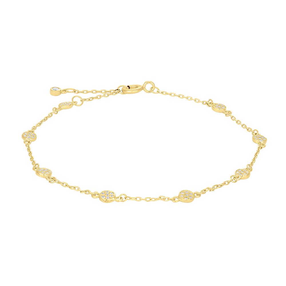 Joanli Nor armbånd m runde plader og klare sten