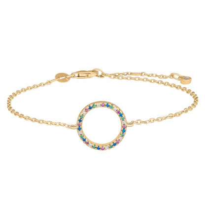 Joanli Nor armbånd m. cirkel m. rainbow sten