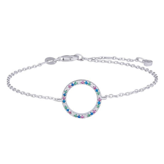 Joanli Nor armbånd m. cirkel m. rainbow sten