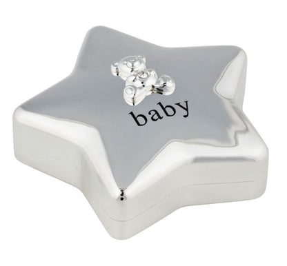 NOA Fortinnet / forkromet sparebøsse stjerne m. bamse Bambino