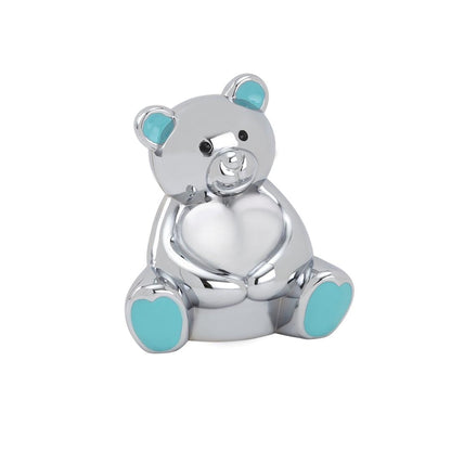 NOA Forkromet sparebøsse bamse m. lyserøde/blå ører