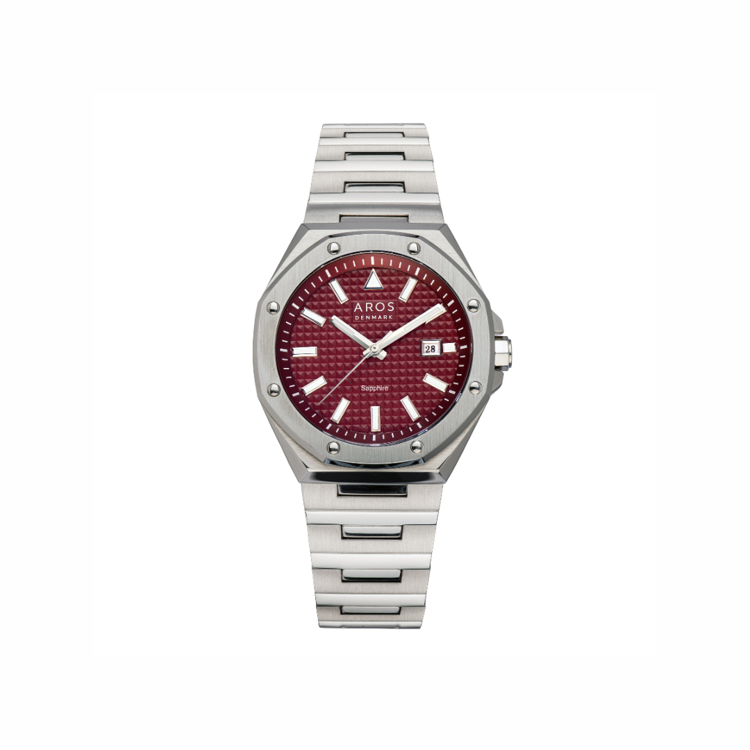 AROS Herreur i rustfri stål og rund urskive