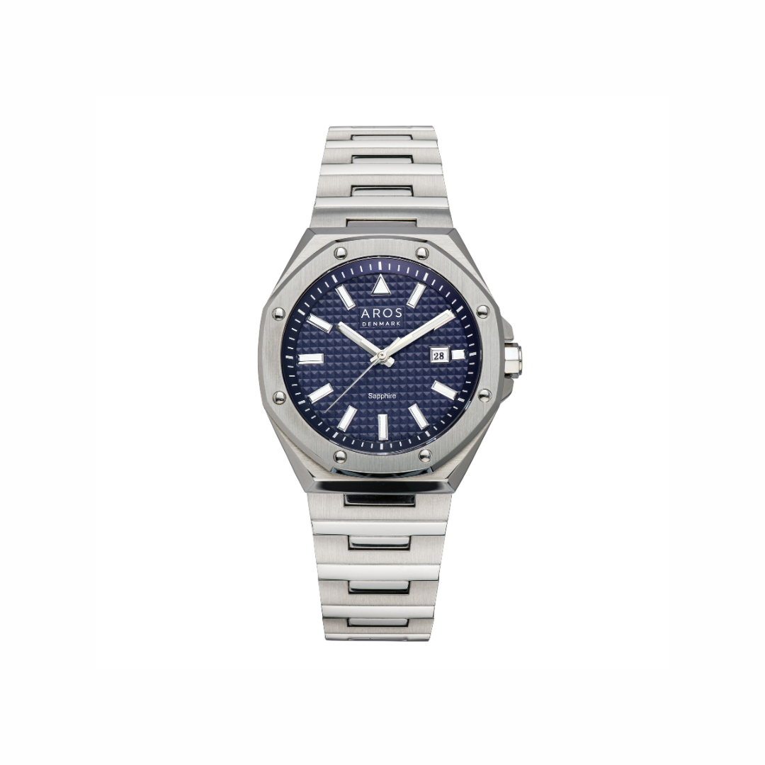AROS Herreur i rustfri stål og rund urskive