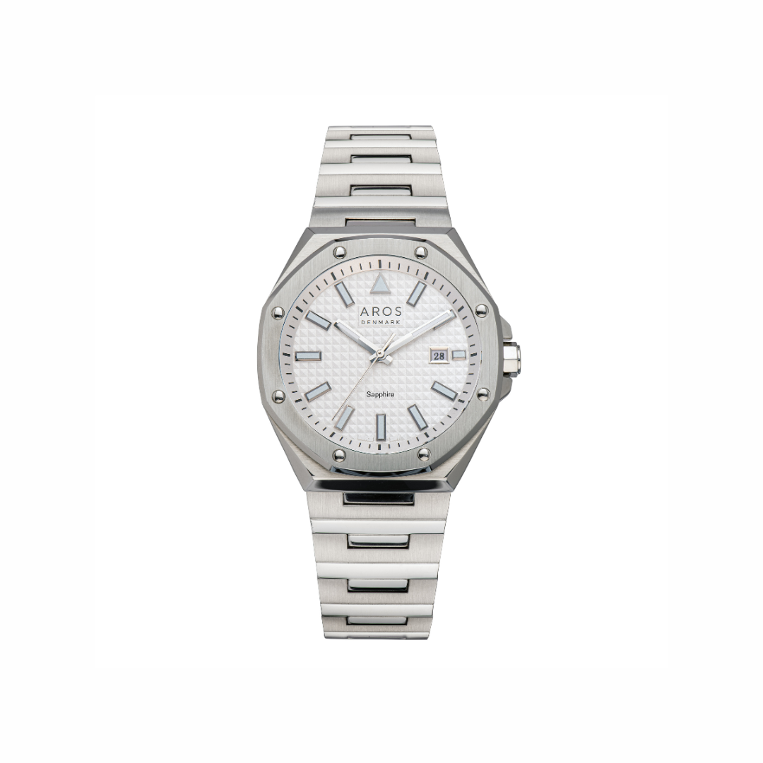 AROS Herreur i rustfri stål og rund urskive