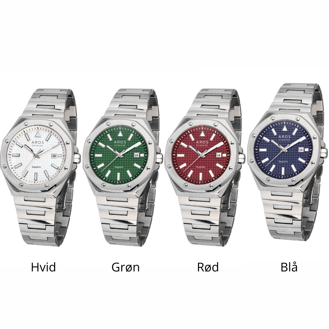 AROS Herreur i rustfri stål og rund urskive