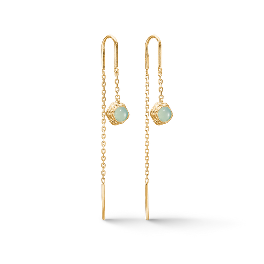 Studio Z Endless waves ørehængere i forg. sølv m. grøn zirkonia